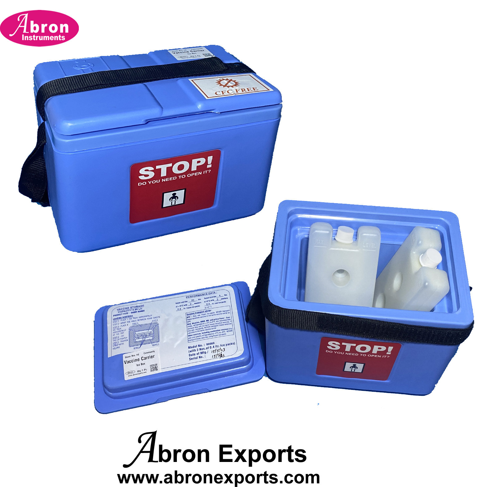 Vaccination Carrier Box Insulated Freeze 2 Ice Packs Carrying Belt Medicen Abron ABM-2942V2L 